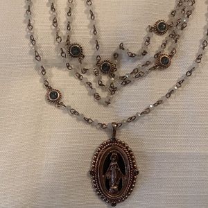 Virgin saints and angles neckless 3 strand rose